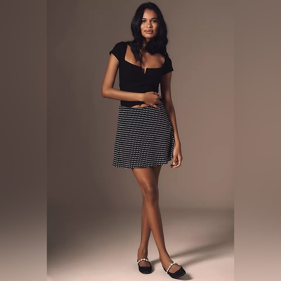 Reformation Emely Ribbed Crop Top Notched Black - Size Small - Picture 5 of 11